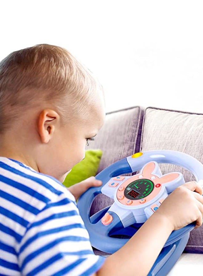GROIC Rotating Steering Wheel Toy with Music and Light, Kids Steering Wheel for Backseat Learn Driver Pretend Driving Simulation Driving Steering Wheel Toy Portable Pretend Play Toy Gifts for Kids Blue  - Image 5