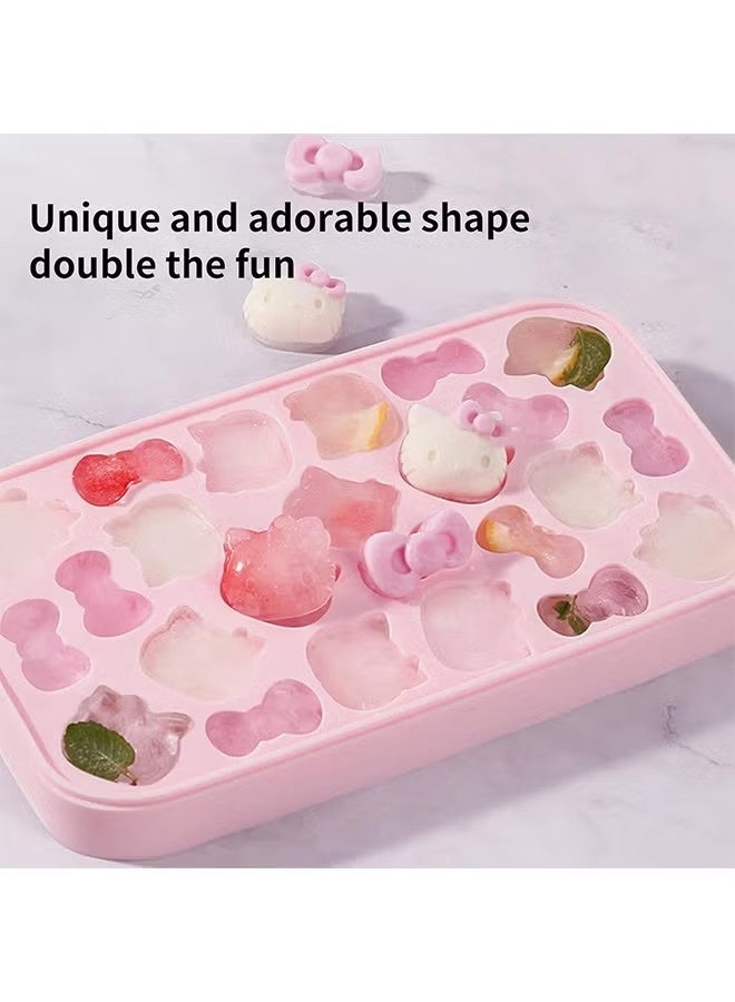 YJ Mini Cute Silicone Ice Molds, Cartoon Cat Sealed Ice Mold with Lid, Silicone Candy Molds, Birthday Cake Decoration, Candy Chocolate Cupcake Topper, DIY Baking Tools - Image 4