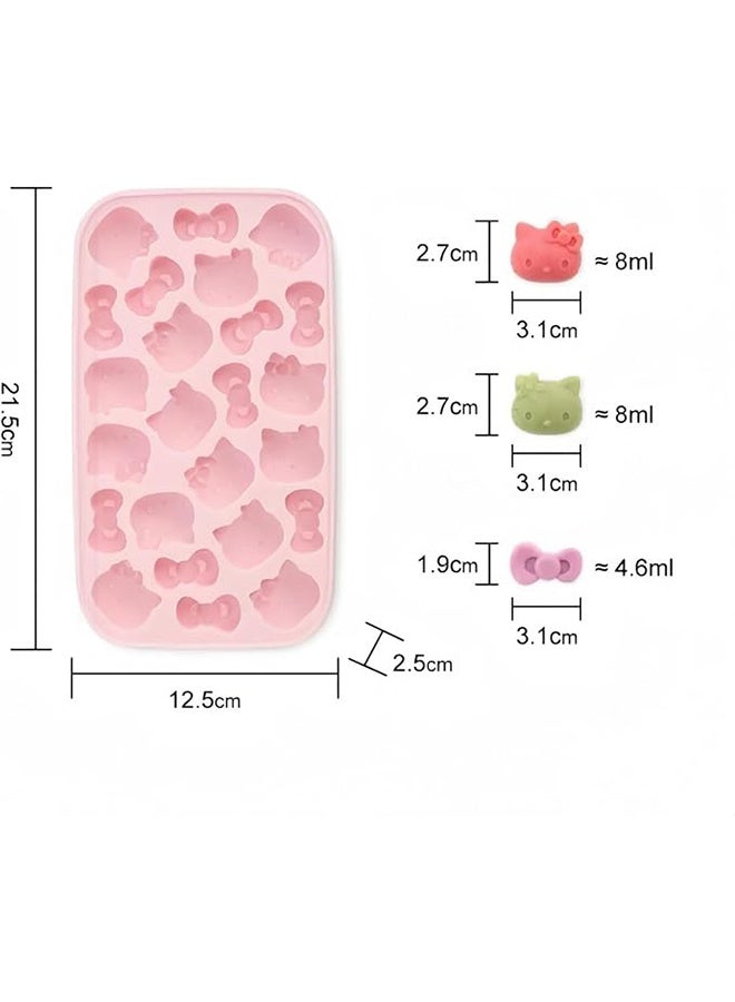 YJ Mini Cute Silicone Ice Molds, Cartoon Cat Sealed Ice Mold with Lid, Silicone Candy Molds, Birthday Cake Decoration, Candy Chocolate Cupcake Topper, DIY Baking Tools - Image 2