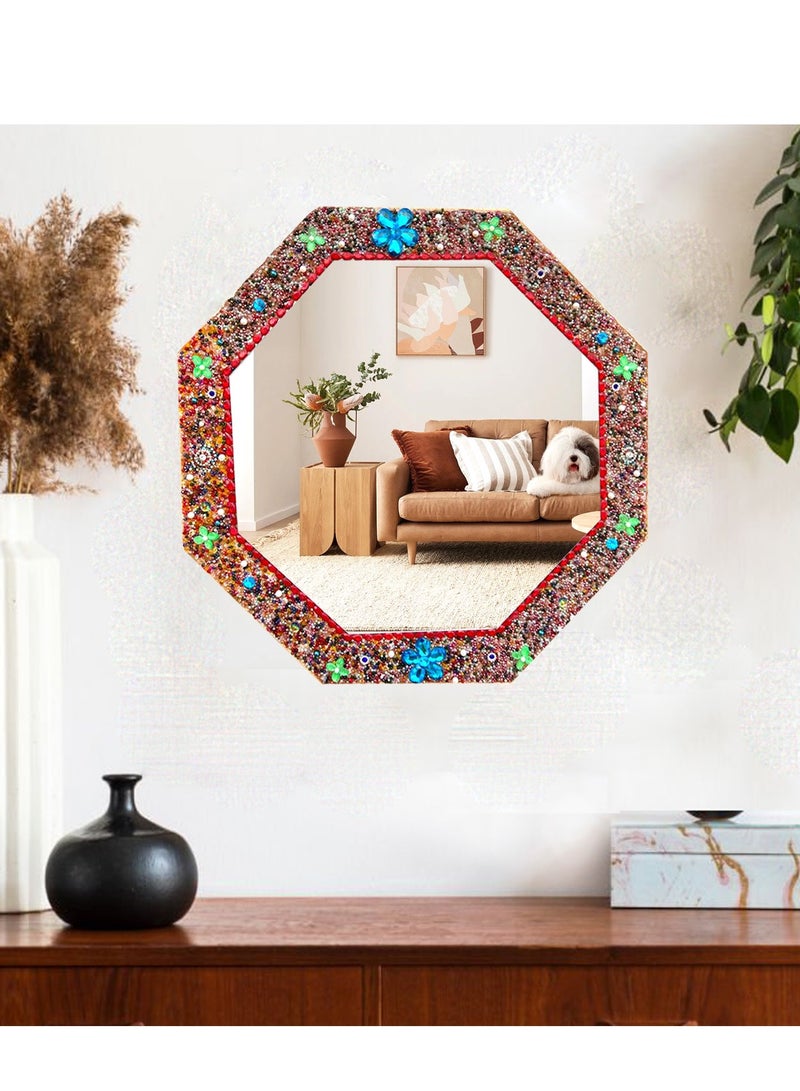 TriBro Octagon Mixed Color Beautiful Handmade Decorative wall mirror for bedroom livingroom 58.4 x 58.4cm x 10mm - Image 2