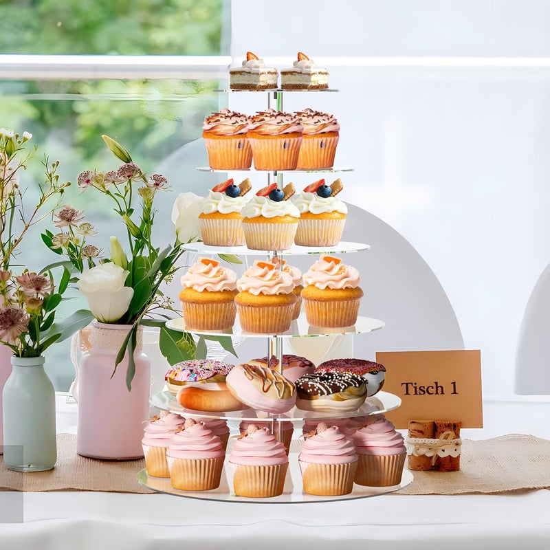 LoveDisplay Cupcake Stand, 6 Tier Clear Acrylic Cupcake Stand Holder, Large Cupcake Stands for Dessert Table, Round Cupcake Tower Display for Party, Wedding, Graduation, Baby Shower - Image 4