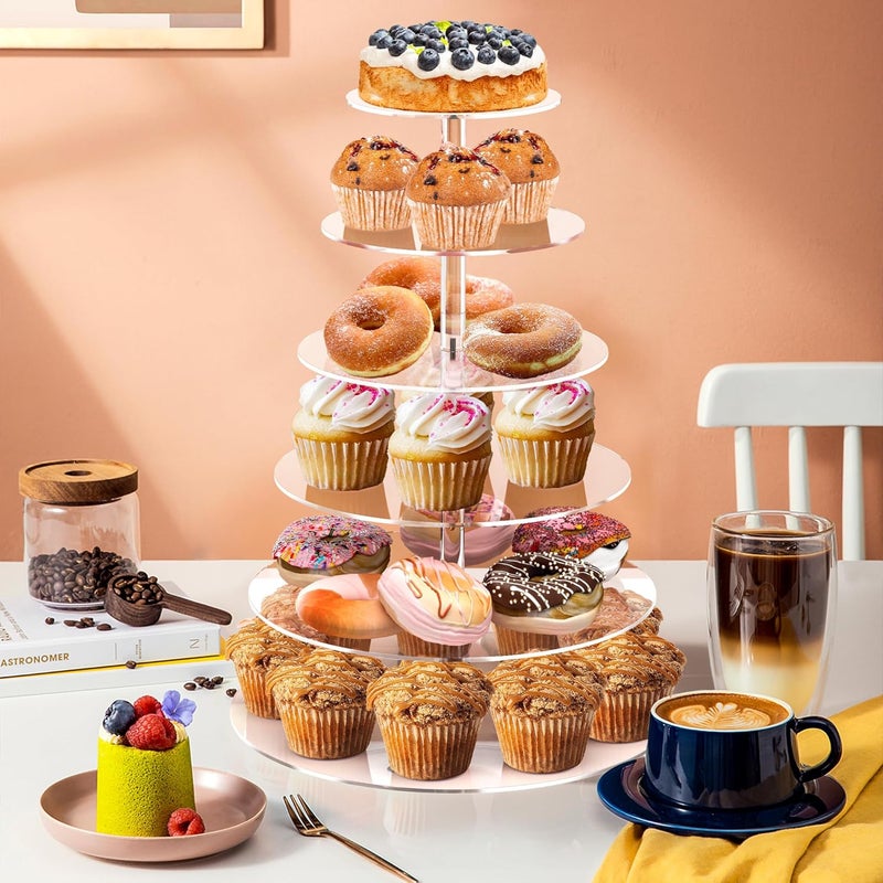 LoveDisplay Cupcake Stand, 6 Tier Clear Acrylic Cupcake Stand Holder, Large Cupcake Stands for Dessert Table, Round Cupcake Tower Display for Party, Wedding, Graduation, Baby Shower - Image 2
