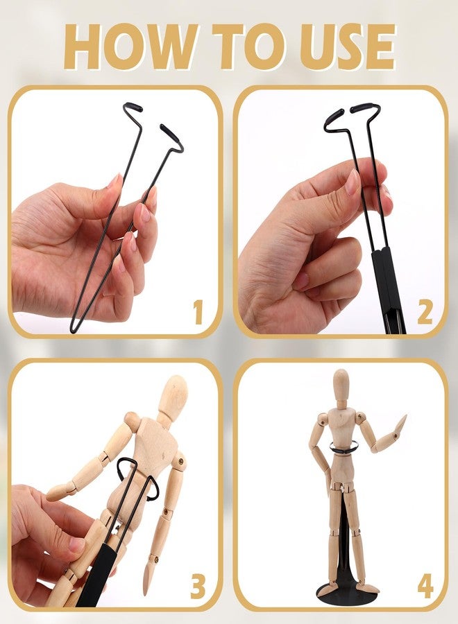Yaocom 12 Pcs Action Figure Stand Action Figure Display Holder with Expandable Waist Wire for 8" to 12" Model Bear Display Rack(Black) - Image 3