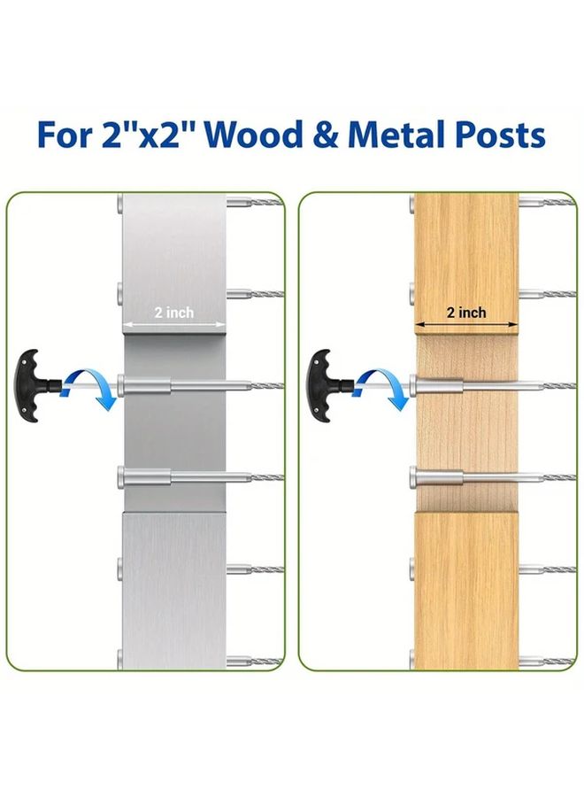 6Pcs 316L Stainless Steel Invisible Cable Railing Kit Silver For 2x2 Wood Metal - Image 4