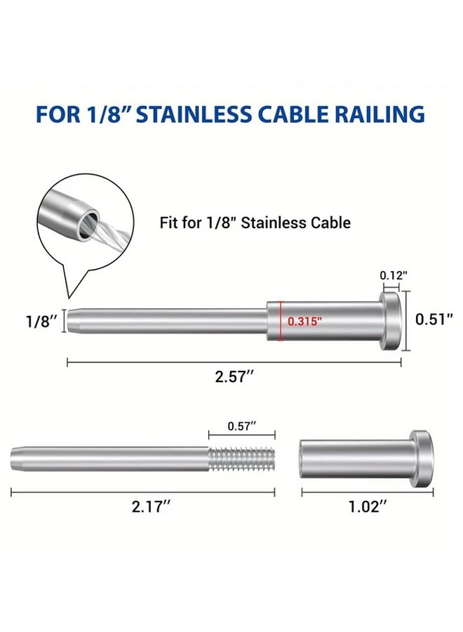 6Pcs 316L Stainless Steel Invisible Cable Railing Kit Silver For 2x2 Wood Metal - Image 2