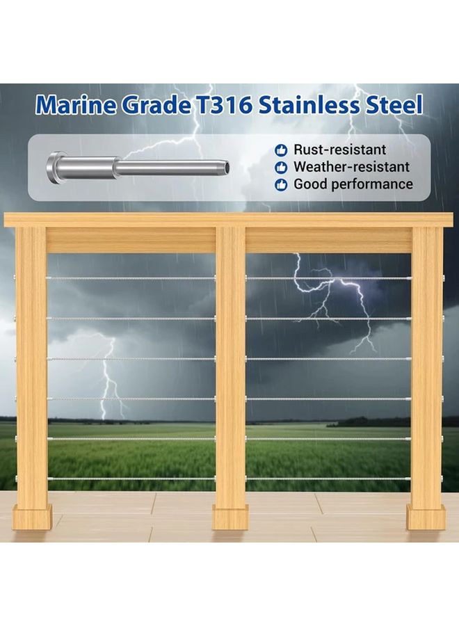 6Pcs 316L Stainless Steel Invisible Cable Railing Kit Silver For 2x2 Wood Metal - Image 3