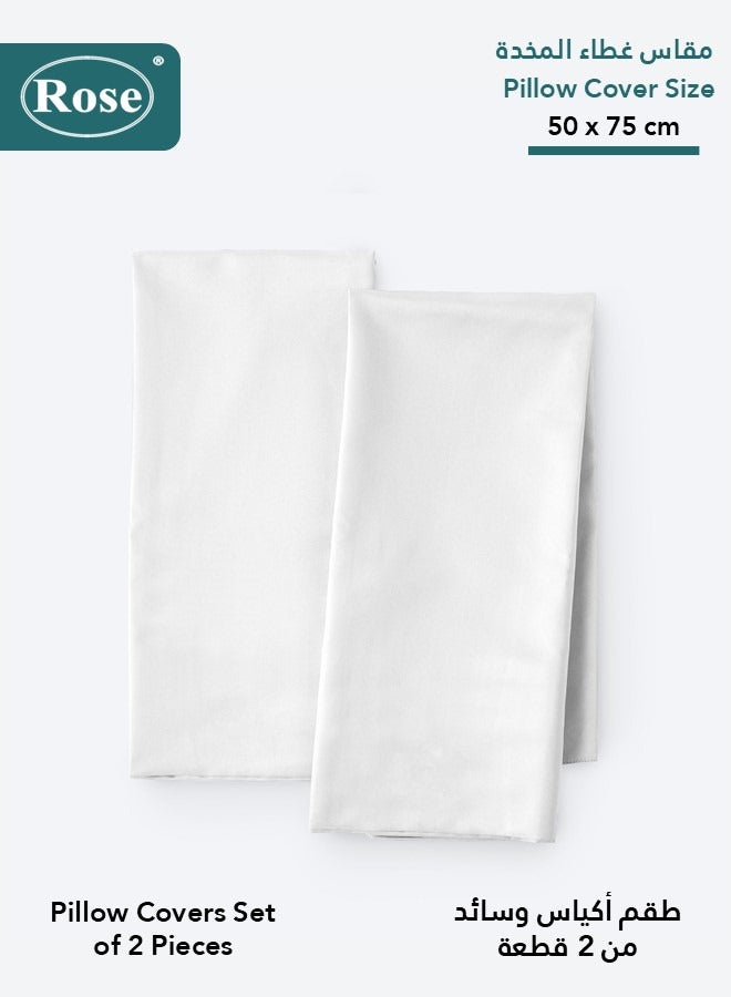 Rose Luxurious Plain Pillow Covers Set with Envelop Closure Design, Pillowcases 2-Pieces Set, Soft & Cozy Microfiber Breathable and Cooling, Standard Size 50×75 cm, White - Image 2