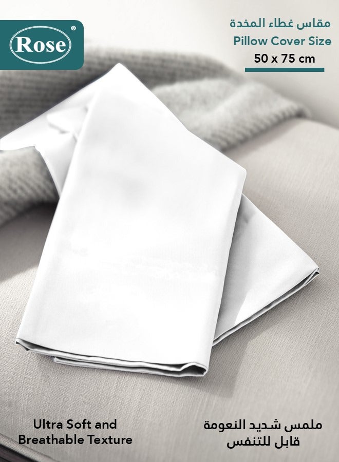 Rose Luxurious Plain Pillow Covers Set with Envelop Closure Design, Pillowcases 2-Pieces Set, Soft & Cozy Microfiber Breathable and Cooling, Standard Size 50×75 cm, White - Image 3
