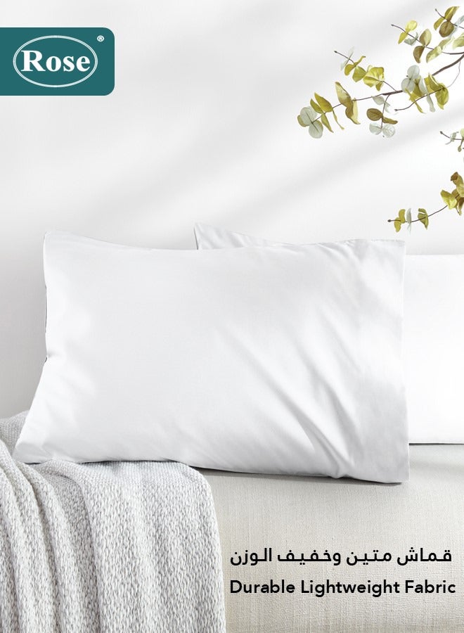 Rose Luxurious Plain Pillow Covers Set with Envelop Closure Design, Pillowcases 2-Pieces Set, Soft & Cozy Microfiber Breathable and Cooling, Standard Size 50×75 cm, White - Image 4