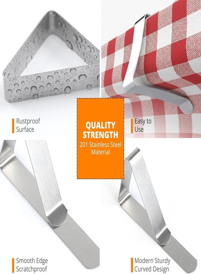 Clipra Tablecloth Clips [USA Based Brand] - 12 Pack Stainless Steel, Rust Proof Table Clips for Home, Restaurants, Picnic, Party, Dining Tables - Fits Up to 1.8 Inch Thick Tables - Image 3