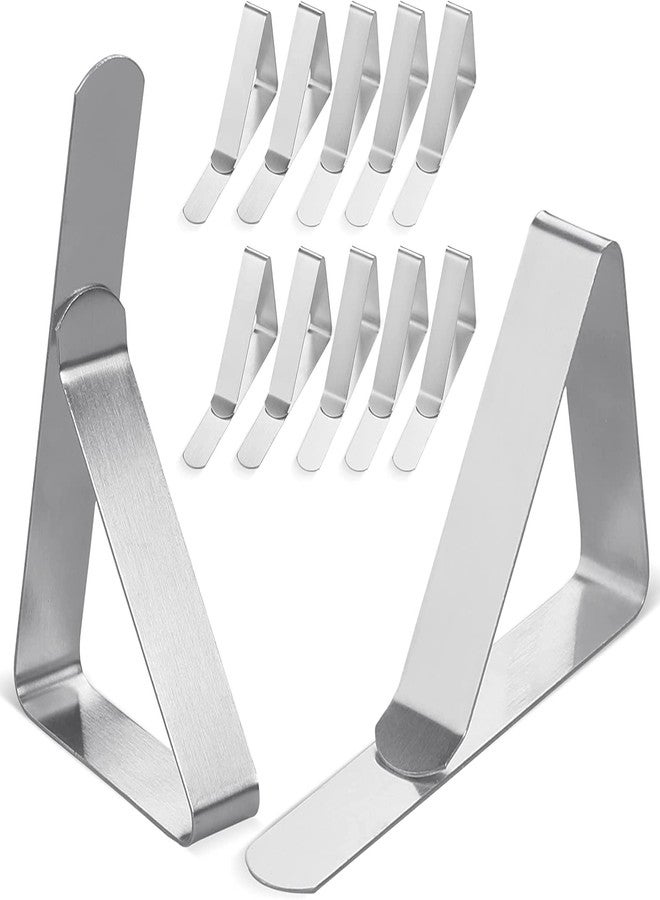 Clipra Tablecloth Clips [USA Based Brand] - 12 Pack Stainless Steel, Rust Proof Table Clips for Home, Restaurants, Picnic, Party, Dining Tables - Fits Up to 1.8 Inch Thick Tables - Image 1