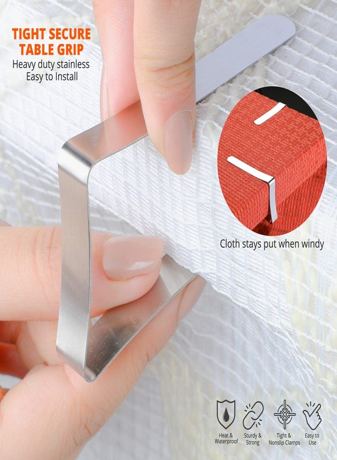 Clipra Tablecloth Clips [USA Based Brand] - 12 Pack Stainless Steel, Rust Proof Table Clips for Home, Restaurants, Picnic, Party, Dining Tables - Fits Up to 1.8 Inch Thick Tables - Image 4