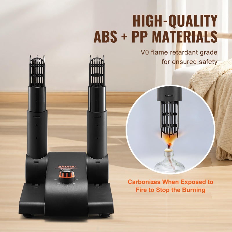 VEVOR 180Â° Foldable 2 Tubes, Portable Timer, Warmers/Dryer with Heat Blower & PP(V0 Flame Retardant) for Snow Boots, Leather, Canvas Shoes, Socks - Image 4