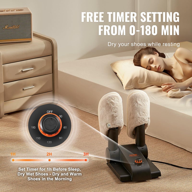 VEVOR 180Â° Foldable 2 Tubes, Portable Timer, Warmers/Dryer with Heat Blower & PP(V0 Flame Retardant) for Snow Boots, Leather, Canvas Shoes, Socks - Image 3