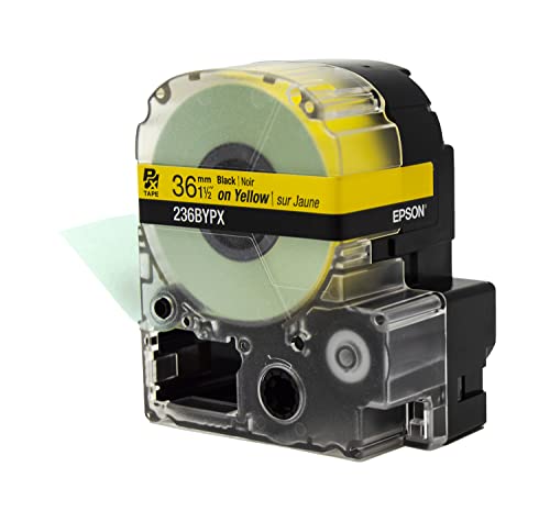 LABELWORKS Epson LABELWORKS 236BYPX Genuine PET (Polyester) Tape Cartridge - Black on Yellow Label Maker Tape - 1.5" (36MM) Wide, 30' - Image 3