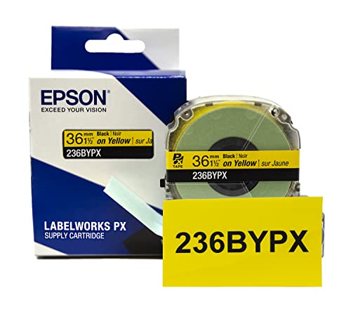 LABELWORKS Epson LABELWORKS 236BYPX Genuine PET (Polyester) Tape Cartridge - Black on Yellow Label Maker Tape - 1.5" (36MM) Wide, 30' - Image 5