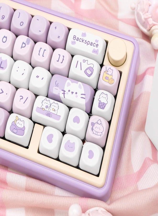 أغطية مفاتيح COOMICKEY PBT، تصميم MOA، 132 مفتاحًا، رسم قطة أرجوانية لطيفة بتقنية الطباعة الحرارية، تخطيط ANSI، مفاتيح Cherry MX، لوحات مفاتيح ميكانيكية - Image 5
