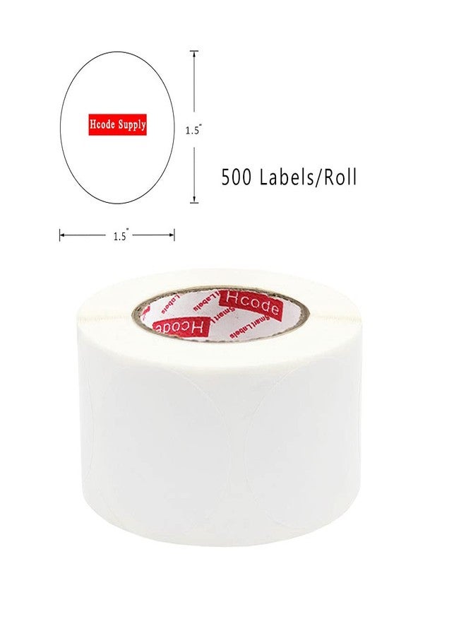 Hcode 1.5" Round Direct Thermal Labels Color Coding Dot Stickers Shipping Labels Address Labels 500Pcs (White) - Image 2