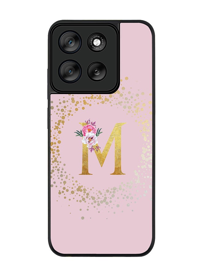 Stylizedd For Motorola Moto G56 Case,Slim fit Camera Protection, Shockproof Thin Phone cover  - Custom Monogram Floral - M  (Pink ) - Image 1