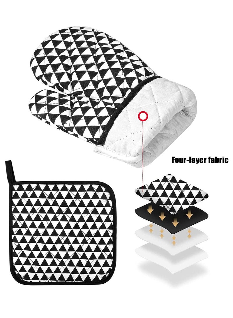 1 Heat Resistant Oven Gloves + 1 Placemat Potholder + 1 Napkin, Oven Mitts Microwave Baking Gloves Professional Oven Set for Kitchen, Cooking, BBQ, Barbeque, Grilling  - Image 1