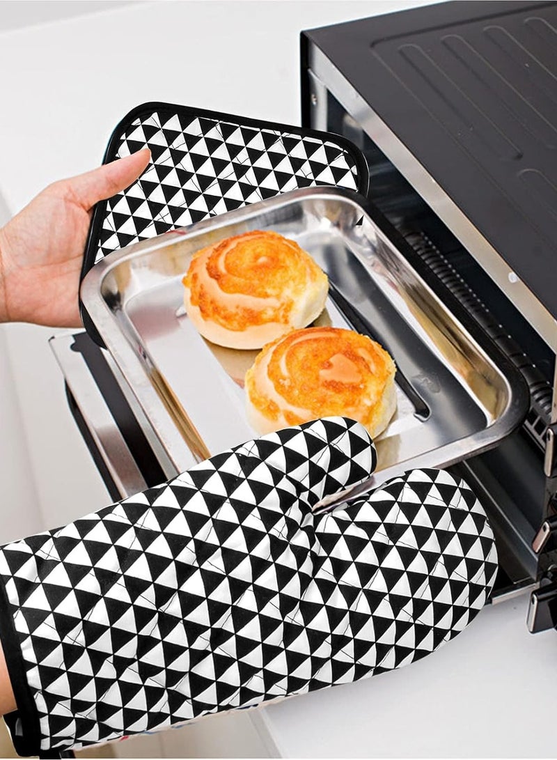 1 Heat Resistant Oven Gloves + 1 Placemat Potholder + 1 Napkin, Oven Mitts Microwave Baking Gloves Professional Oven Set for Kitchen, Cooking, BBQ, Barbeque, Grilling  - Image 3