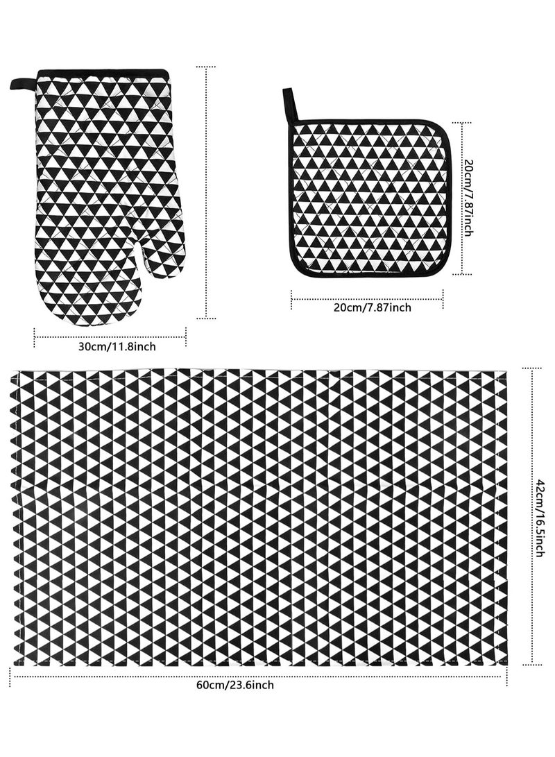 1 Heat Resistant Oven Gloves + 1 Placemat Potholder + 1 Napkin, Oven Mitts Microwave Baking Gloves Professional Oven Set for Kitchen, Cooking, BBQ, Barbeque, Grilling  - Image 5