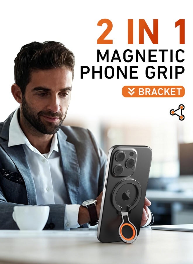 RESONIX MagSafe Magnetic Phone Grip with Ring Holder – Wireless Charging Compatible, Universal Fit for All Smartphones, Includes Magnetic Sheet - Image 2