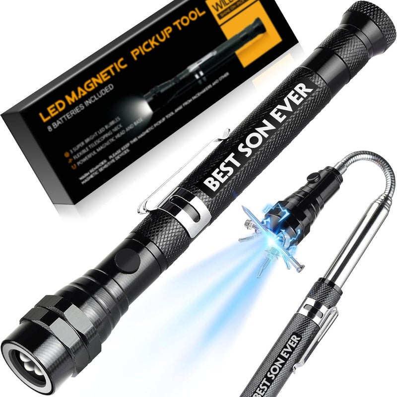 WILLUCK Gifts for Son - Son Gifts, BEST SON EVER Magnetic Pickup Tool with LED - Birthday Gifts for Son, Son Gifts from Dad Mom - Christmas Son Gifts, Graduation Gifts, Fathers Day Son Gift Ideas - Image 1
