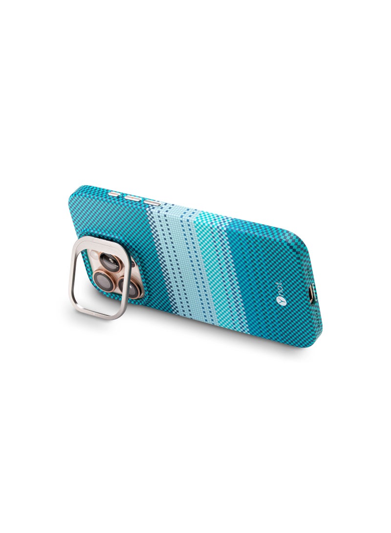 YNOT iPhone 16 Pro Kevlar Fiber Case with MagSafe and Stand - Blue Carbon - Image 2