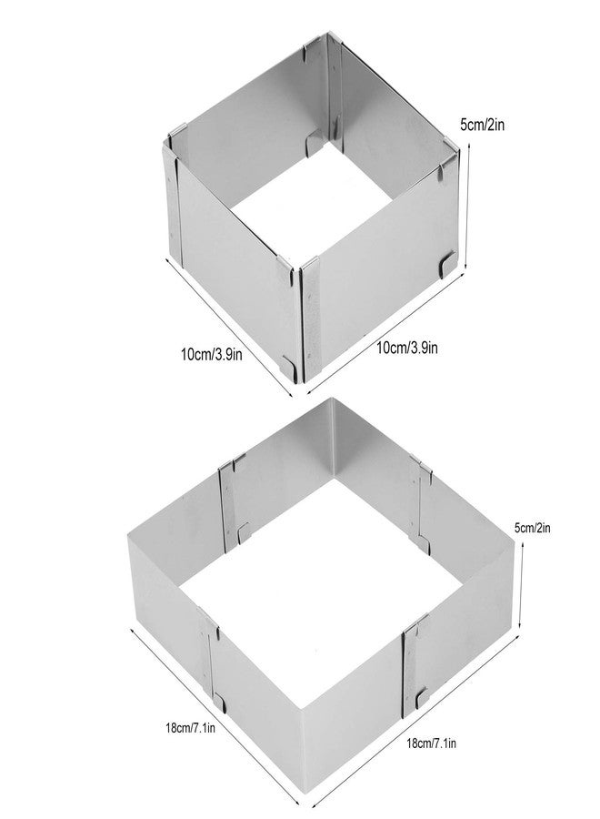 BORDSTRACT Square Adjustable Cake Mould, Stainless Steel Rectangle Cake Tin Cutter Baking Frame for Mousse Tiramisu (Small (10~18cm)) - Image 4
