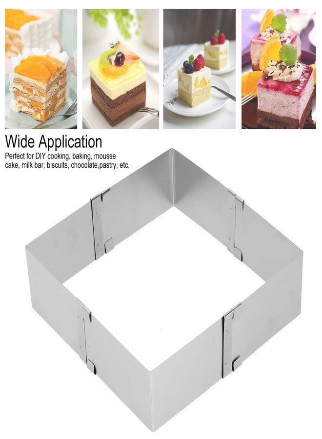 BORDSTRACT Square Adjustable Cake Mould, Stainless Steel Rectangle Cake Tin Cutter Baking Frame for Mousse Tiramisu (Small (10~18cm)) - Image 2
