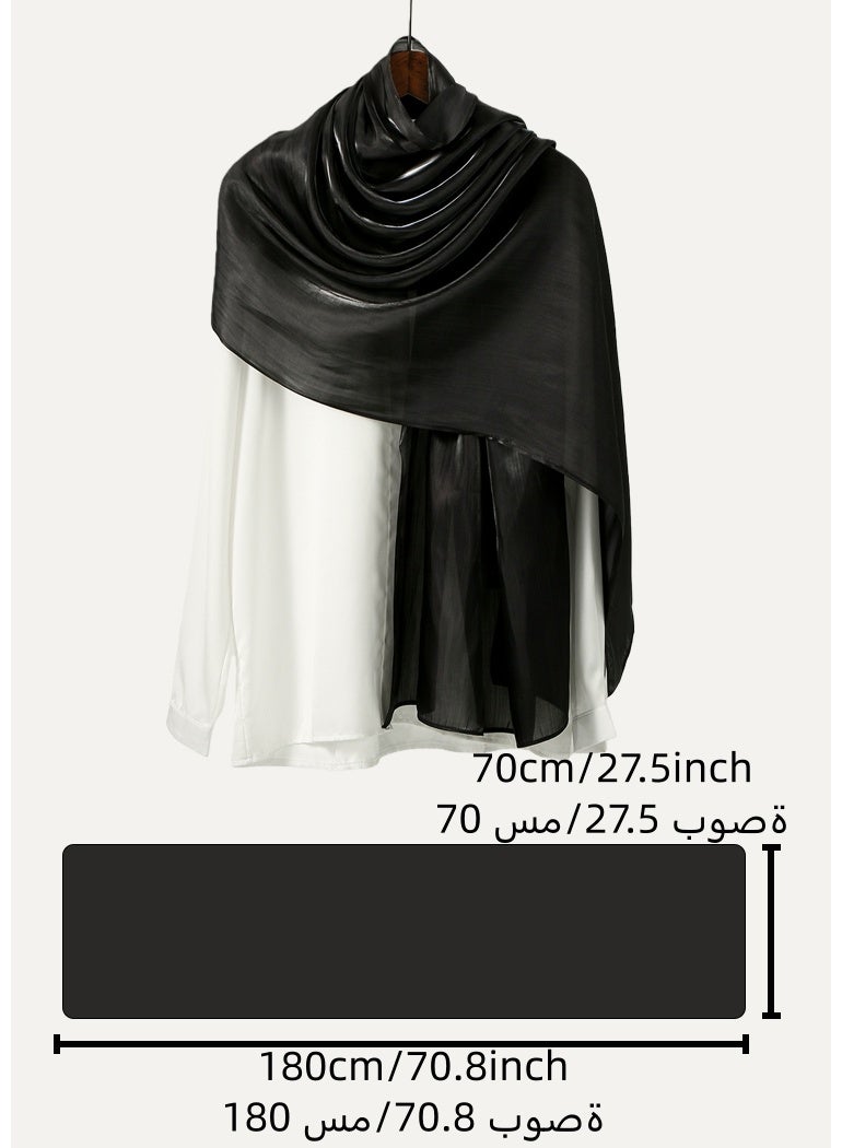 1pc Women Hijab Solid Island Silk Soft Headscarf, Arabic Leisure Long Scarf, Conservative Solid Color Head Wrap Suitable For Everyday Wear For Abaya - Image 4