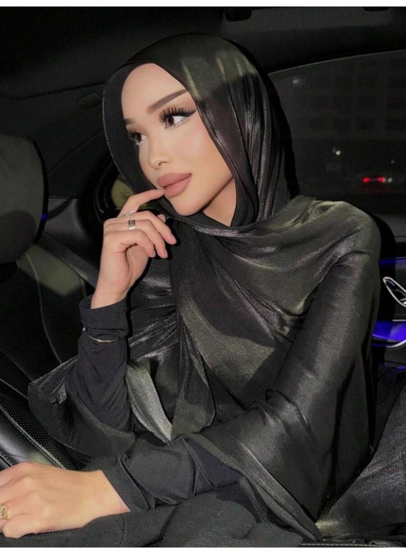 1pc Women Hijab Solid Island Silk Soft Headscarf, Arabic Leisure Long Scarf, Conservative Solid Color Head Wrap Suitable For Everyday Wear For Abaya - Image 2