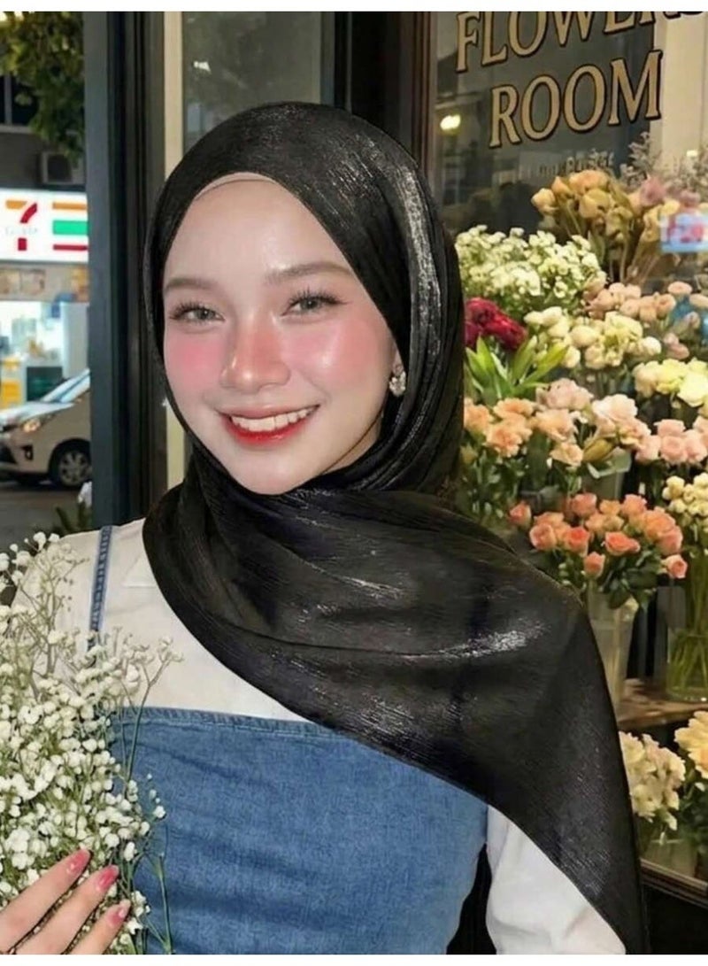 1pc Women Hijab Solid Island Silk Soft Headscarf, Arabic Leisure Long Scarf, Conservative Solid Color Head Wrap Suitable For Everyday Wear For Abaya - Image 1