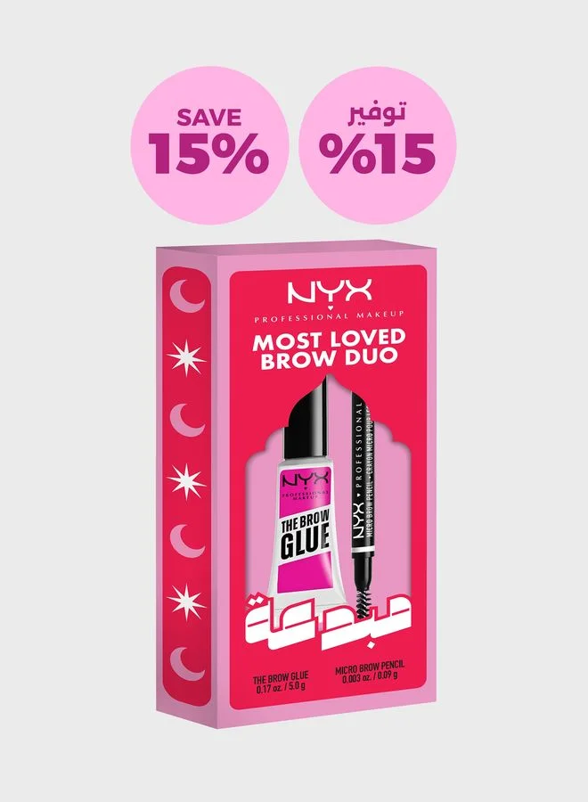 NYX PROFESSIONAL MAKEUP Most Loved Brow Duo - The Brow Glue + Micro Brow Pencil, Savings 15%