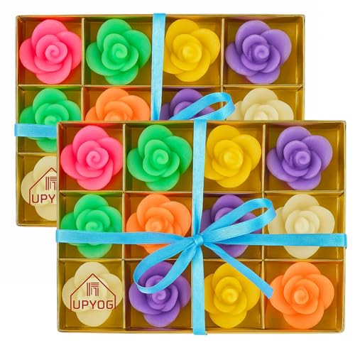 upyog Diwali Diya Decoration Floating Rose Golden Flower Candles | 12 Pcs Bulk Pack | Smokeless, Dripless & Long Lasting Water Lamp Pooja, Deepawali Decor (pack of 2) - Image 1