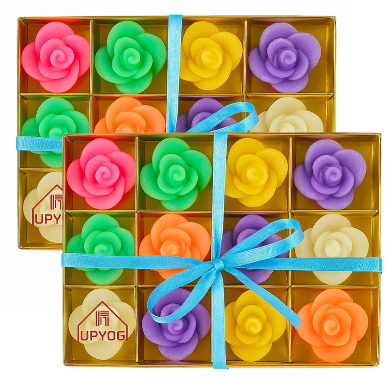 upyog Diwali Diya Decoration Floating Rose Golden Flower Candles | 12 Pcs Bulk Pack | Smokeless, Dripless & Long Lasting Water Lamp Pooja, Deepawali Decor (pack of 2) - Image 3