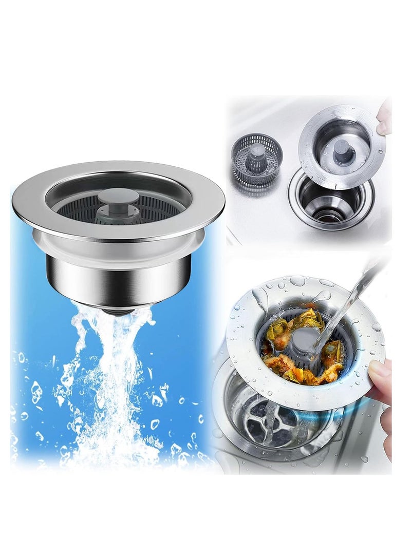 SYOSI 3-in-1 Sink Strainer-Stoppers, Stainless Steel Sink Aid, Kitchen Sink Stopper Strainer Garbage Disposal Plug, for Kitchen Sink Food Catcher, for Kitchen Sink Anti-Odor Accessories - Image 1