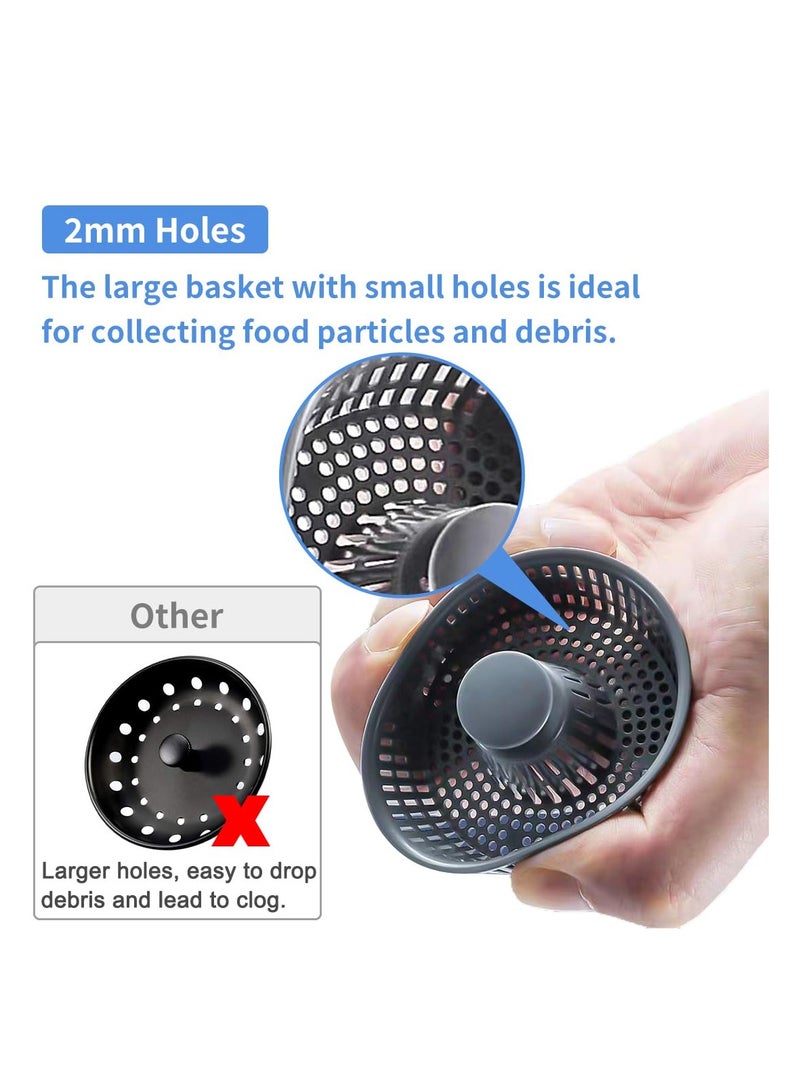 SYOSI 3-in-1 Sink Strainer-Stoppers, Stainless Steel Sink Aid, Kitchen Sink Stopper Strainer Garbage Disposal Plug, for Kitchen Sink Food Catcher, for Kitchen Sink Anti-Odor Accessories - Image 2