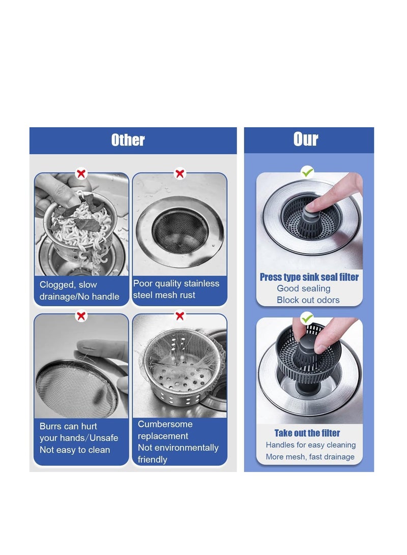 SYOSI 3-in-1 Sink Strainer-Stoppers, Stainless Steel Sink Aid, Kitchen Sink Stopper Strainer Garbage Disposal Plug, for Kitchen Sink Food Catcher, for Kitchen Sink Anti-Odor Accessories - Image 5