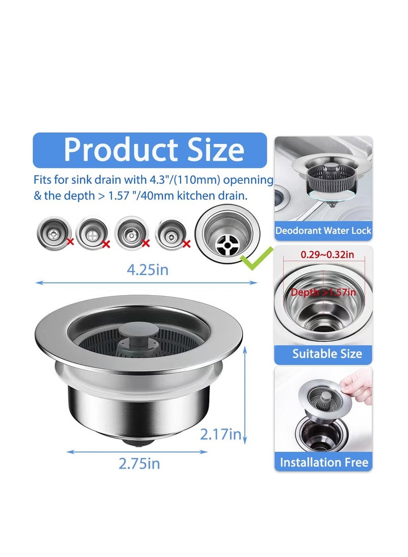 SYOSI 3-in-1 Sink Strainer-Stoppers, Stainless Steel Sink Aid, Kitchen Sink Stopper Strainer Garbage Disposal Plug, for Kitchen Sink Food Catcher, for Kitchen Sink Anti-Odor Accessories - Image 3