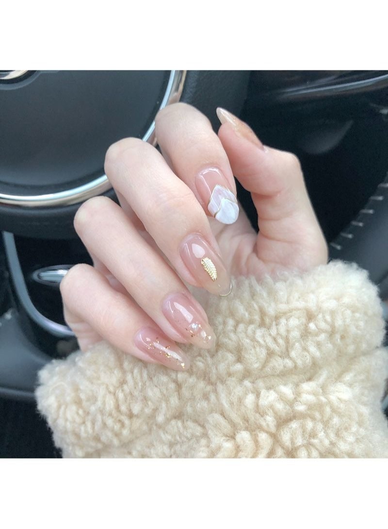 SCHAVO Gold Foil Mid-length Press on Nails 24Pcs - Image 1