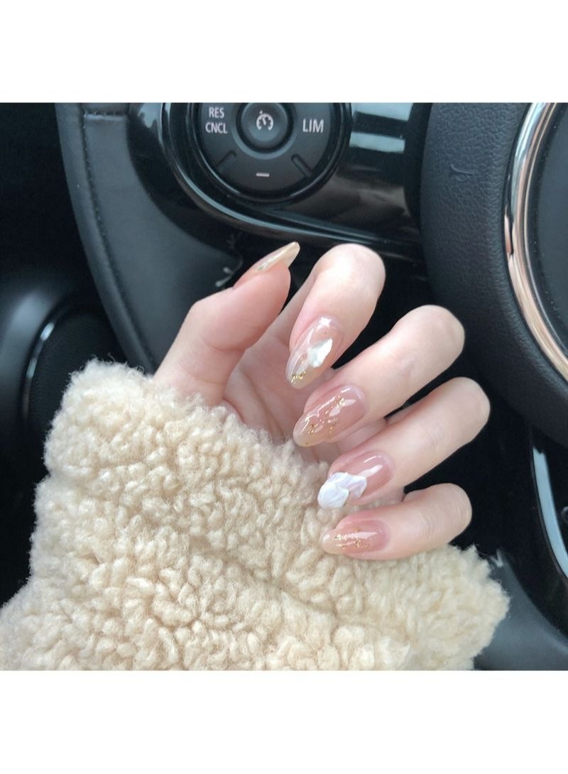 SCHAVO Gold Foil Mid-length Press on Nails 24Pcs - Image 2