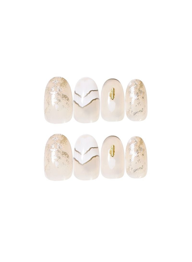 SCHAVO Gold Foil Mid-length Press on Nails 24Pcs - Image 5