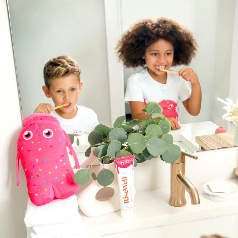 RiseWell معجون أسنان رايزويل للأطفال - معجون أسنان هيدروكسيباتيت للأطفال، آمن للبلع - معجون أسنان بدون فلورايد للأطفال - نكهة كعكة الباتير، 3.4 أونصة - Image 5