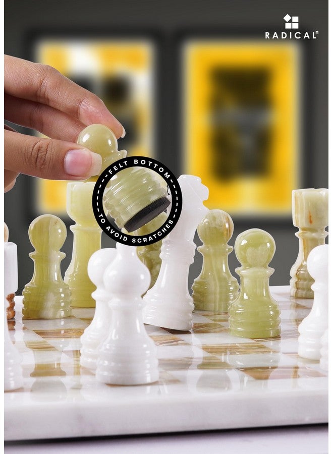 RADICALn مجموعة شطرنج راديكالن من الرخام 12 بوصة بيضاء وعاج أخضر قطع شطرنج مصنوعة يدويًا لمجموعة لعبة الشطرنج - مجموعة شطرنج، لعبة الداما - مجموعة شطرنج للسفر - Image 4