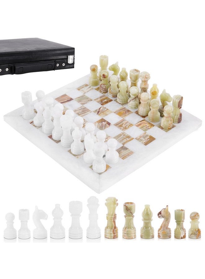 RADICALn مجموعة شطرنج راديكالن من الرخام 12 بوصة بيضاء وعاج أخضر قطع شطرنج مصنوعة يدويًا لمجموعة لعبة الشطرنج - مجموعة شطرنج، لعبة الداما - مجموعة شطرنج للسفر - Image 1