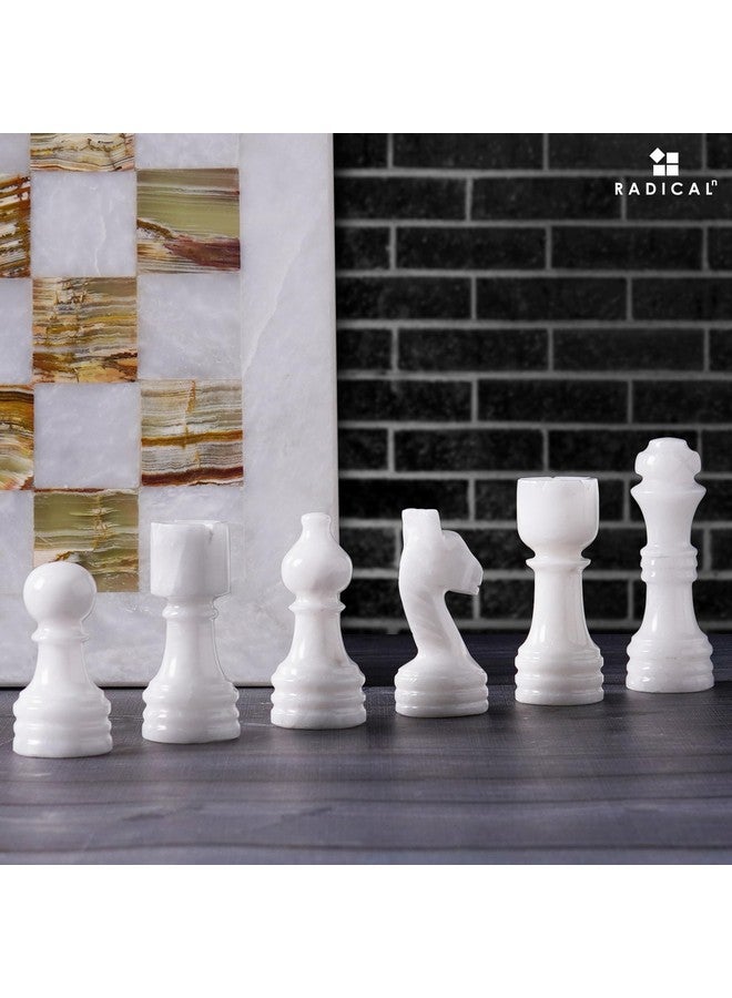 RADICALn مجموعة شطرنج راديكالن من الرخام 12 بوصة بيضاء وعاج أخضر قطع شطرنج مصنوعة يدويًا لمجموعة لعبة الشطرنج - مجموعة شطرنج، لعبة الداما - مجموعة شطرنج للسفر - Image 2