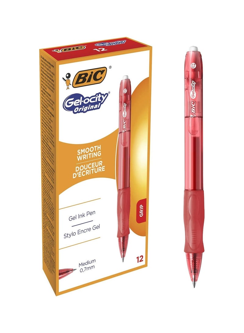 Bic 12-Piece Gelocity Gel Ink Pen 0.7mm Tip Red Ink - Image 1