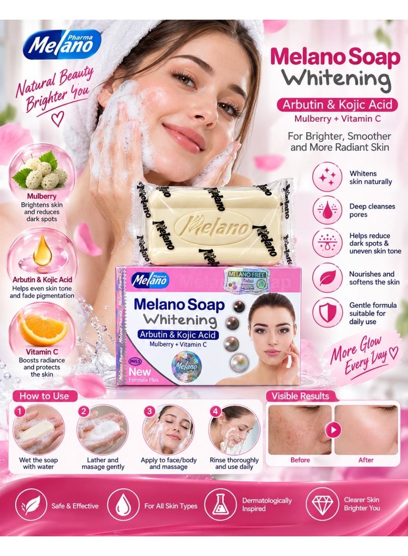 Melano Pharma Milano Soap Whitening Arbutin and Kojic Acid Mulberry Vitamin C  100g - Image 3